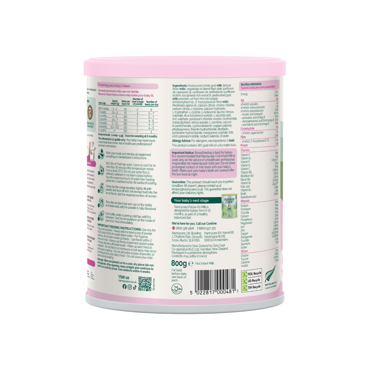Nannycare First Infant Goat Milk Formula - Stage 1 (800g)